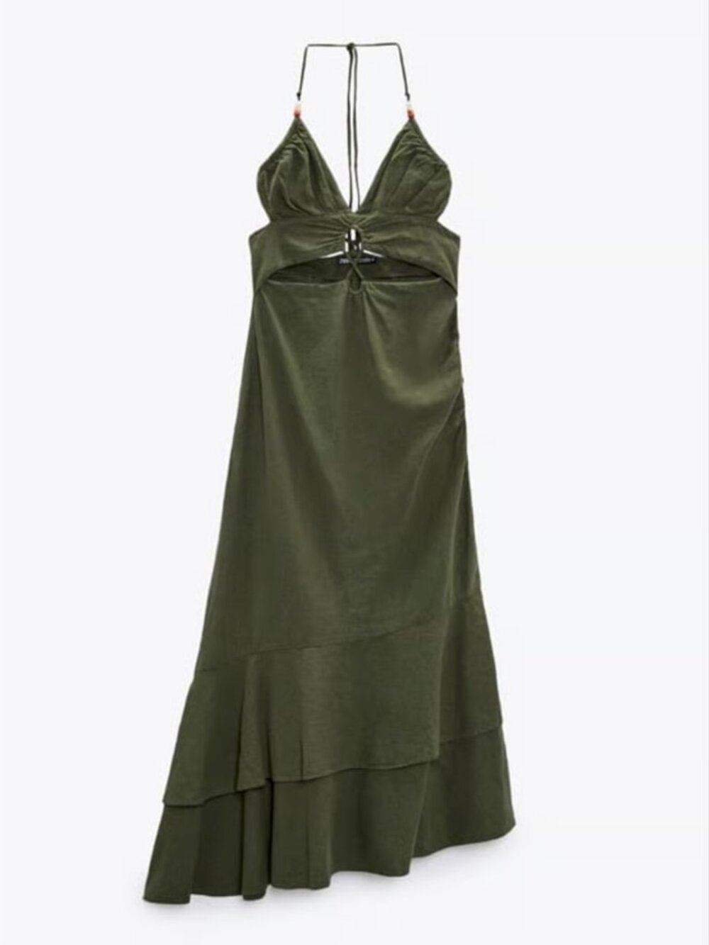 Zara Ruffled linen blend dress
